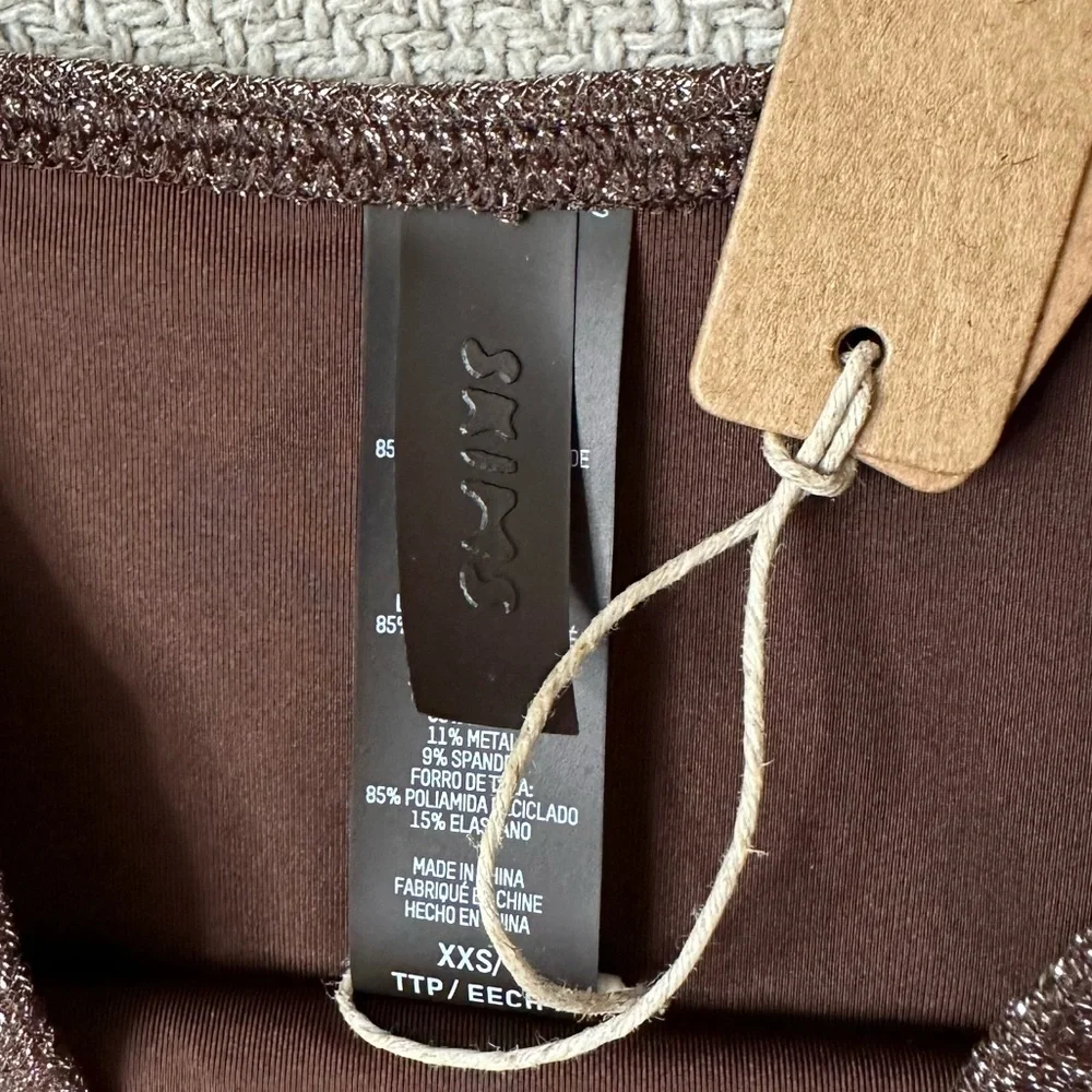 NEW SKIMS Swim Bikini Bottom Size XXS NWT Brown Sparkle